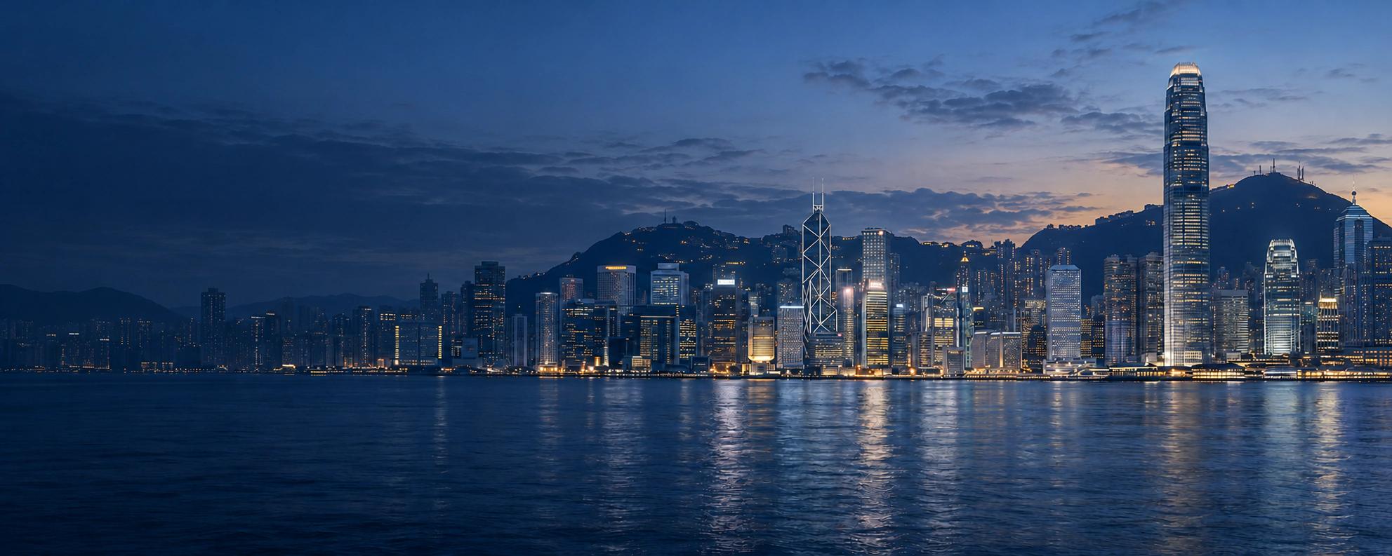 香港維多利亞港金融區天際線